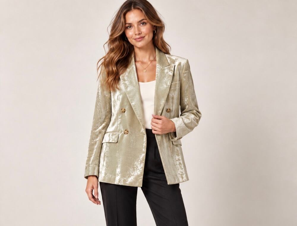 BOSS Jovana-1DB champagne Gold Double Breasted Blazer Size 6